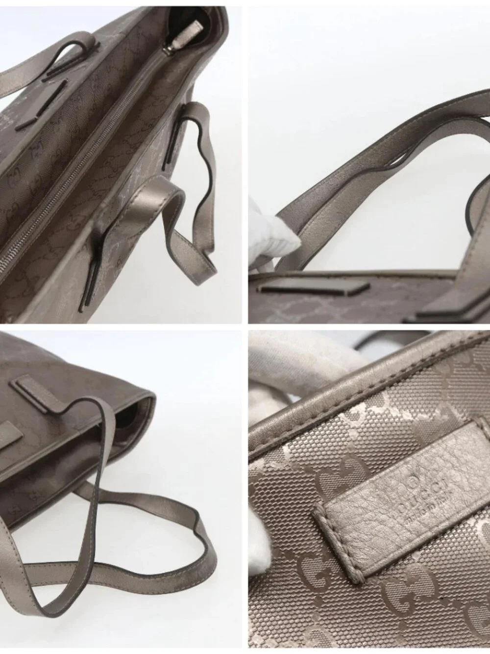 GUCCI GG implementation Tote Bag PVC Silver 211137 Auth BA9306 - Picture 16 of 16